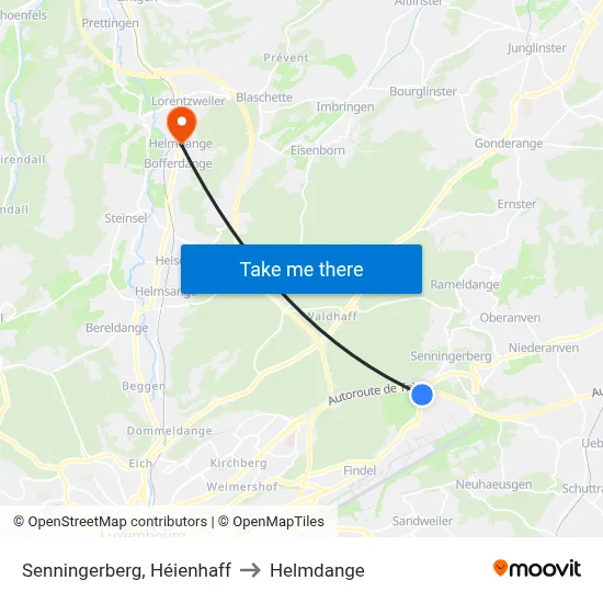 Senningerberg, Héienhaff to Helmdange map