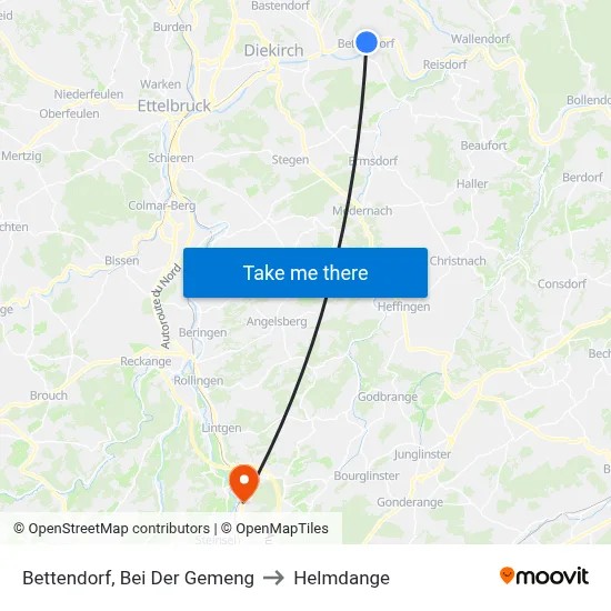 Bettendorf, Bei Der Gemeng to Helmdange map