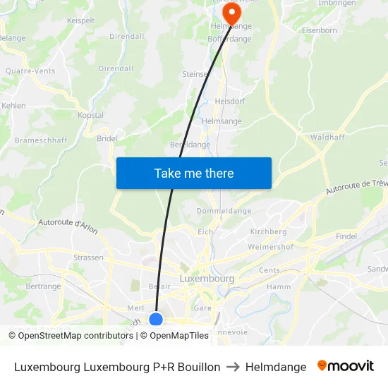 Luxembourg Luxembourg P+R Bouillon to Helmdange map