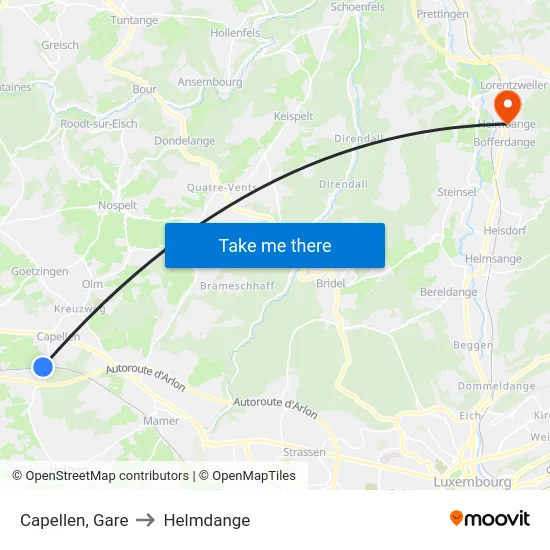 Capellen, Gare to Helmdange map