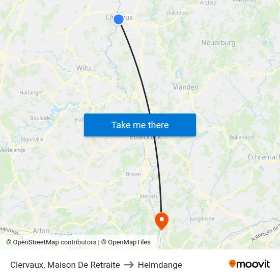 Clervaux, Maison De Retraite to Helmdange map