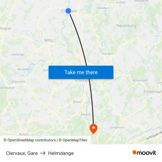 Clervaux, Gare to Helmdange map