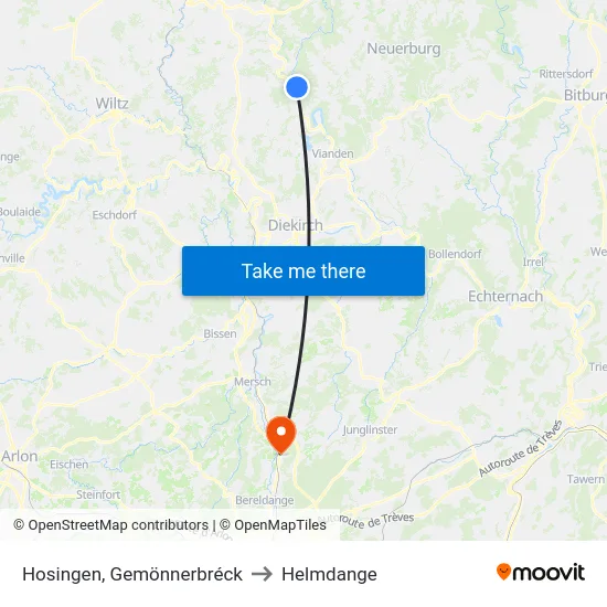 Hosingen, Gemönnerbréck to Helmdange map