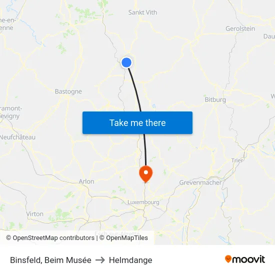 Binsfeld, Beim Musée to Helmdange map