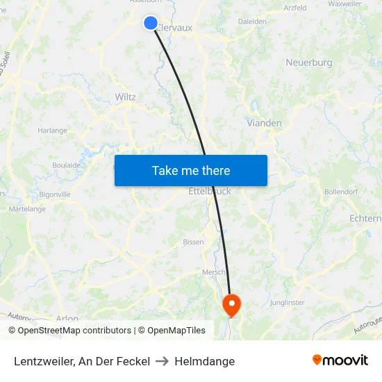 Lentzweiler, An Der Feckel to Helmdange map