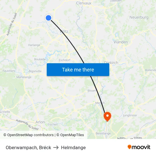 Oberwampach, Bréck to Helmdange map