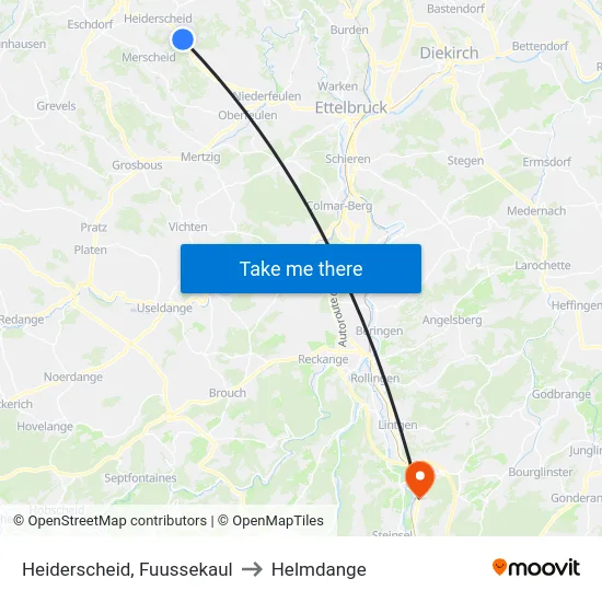 Heiderscheid, Fuussekaul to Helmdange map