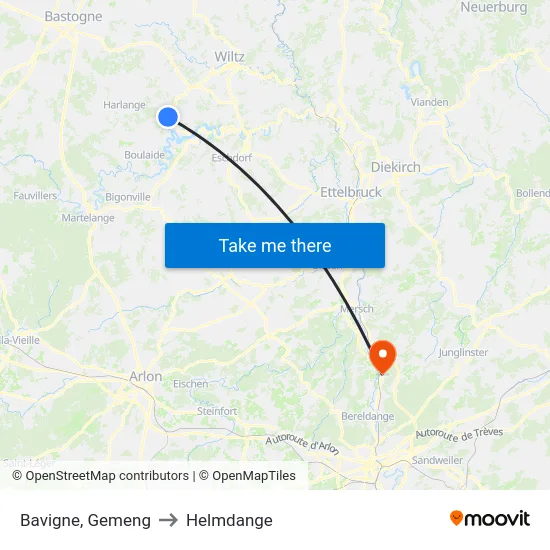 Bavigne, Gemeng to Helmdange map
