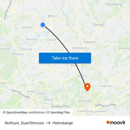 Nothum, Duerfstrooss to Helmdange map
