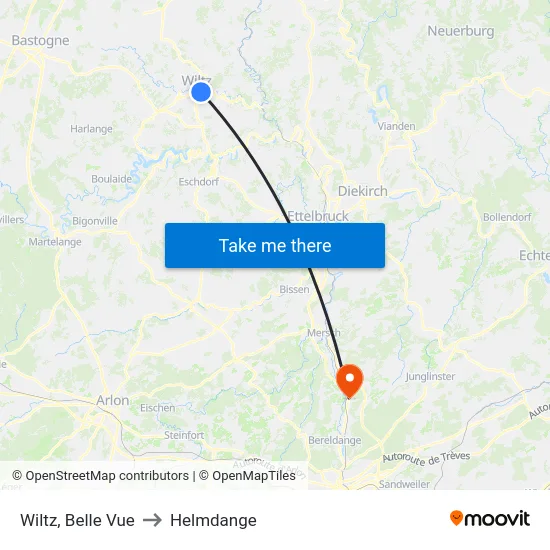 Wiltz, Belle Vue to Helmdange map