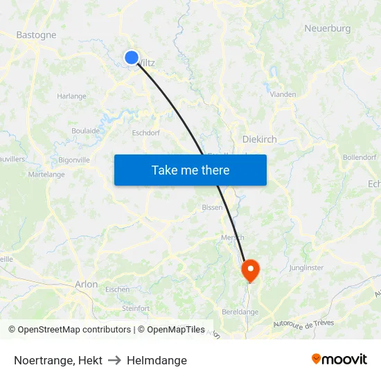 Noertrange, Hekt to Helmdange map