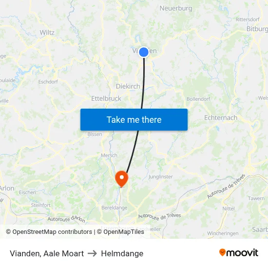 Vianden, Aale Moart to Helmdange map