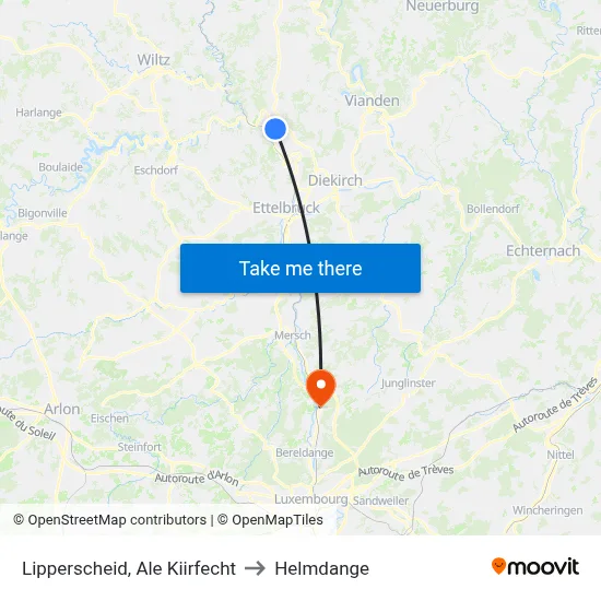 Lipperscheid, Ale Kiirfecht to Helmdange map