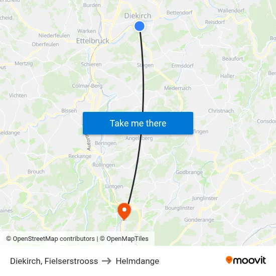 Diekirch, Fielserstrooss to Helmdange map