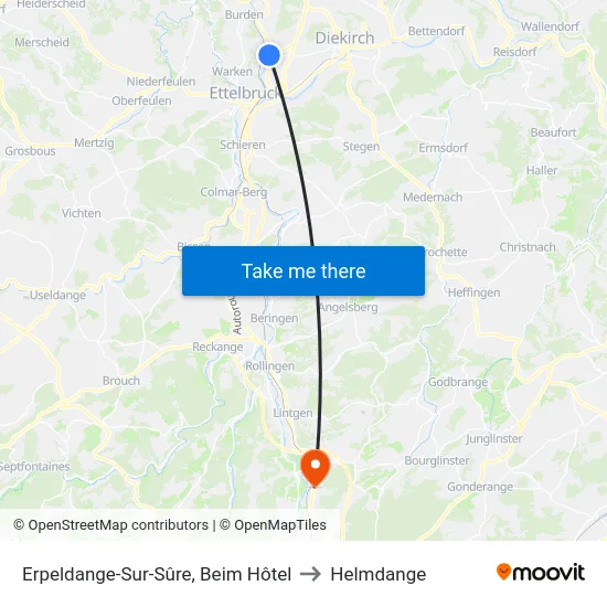 Erpeldange-Sur-Sûre, Beim Hôtel to Helmdange map