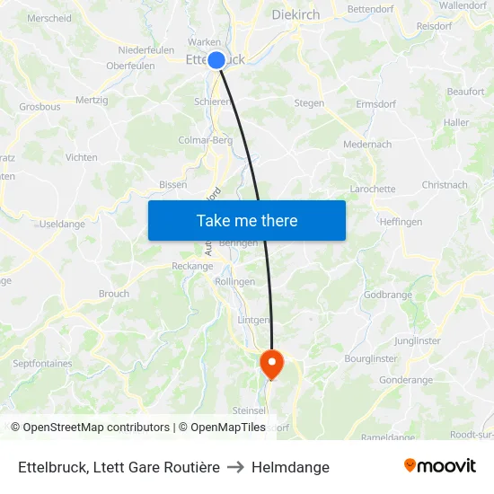 Ettelbruck, Ltett Gare Routière to Helmdange map