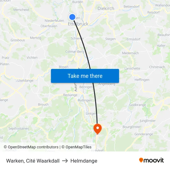 Warken, Cité Waarkdall to Helmdange map