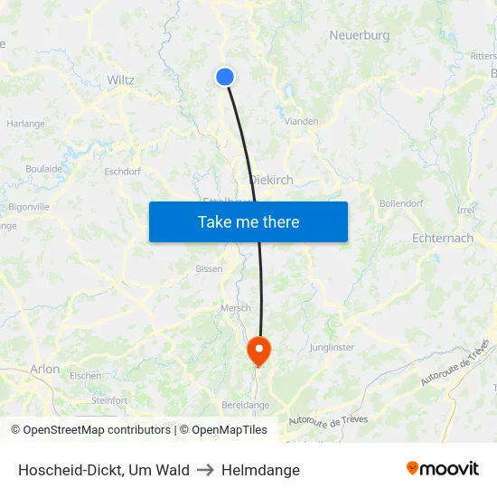 Hoscheid-Dickt, Um Wald to Helmdange map