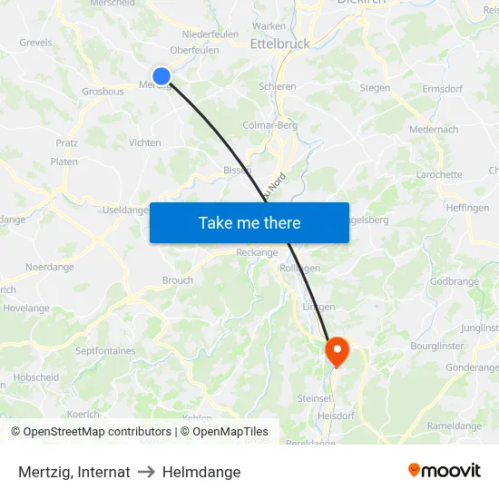 Mertzig, Internat to Helmdange map