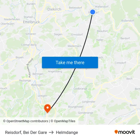 Reisdorf, Bei Der Gare to Helmdange map