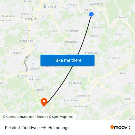 Reisdorf, Duddwee to Helmdange map