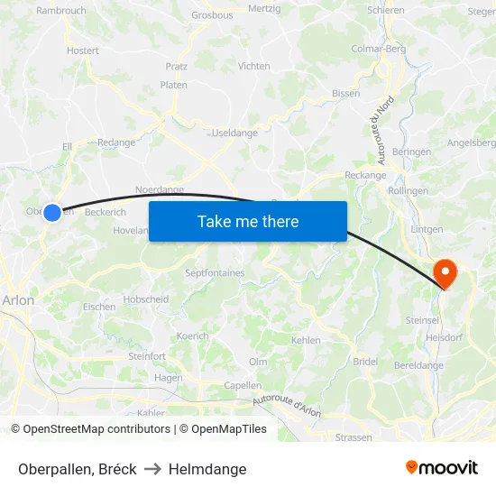 Oberpallen, Bréck to Helmdange map