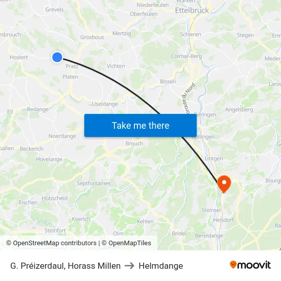 G. Préizerdaul, Horass Millen to Helmdange map