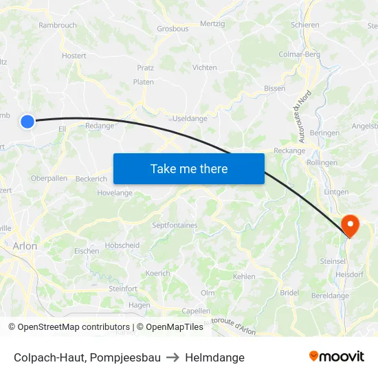 Colpach-Haut, Pompjeesbau to Helmdange map