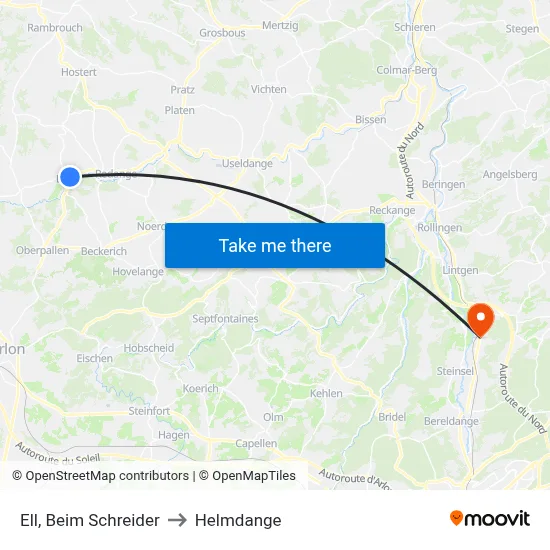 Ell, Beim Schreider to Helmdange map