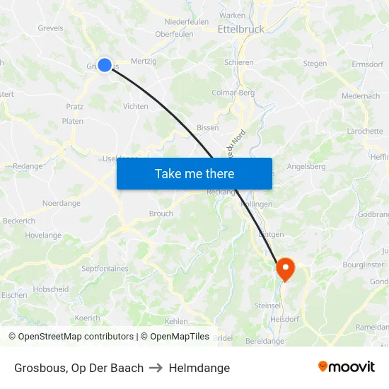 Grosbous, Op Der Baach to Helmdange map
