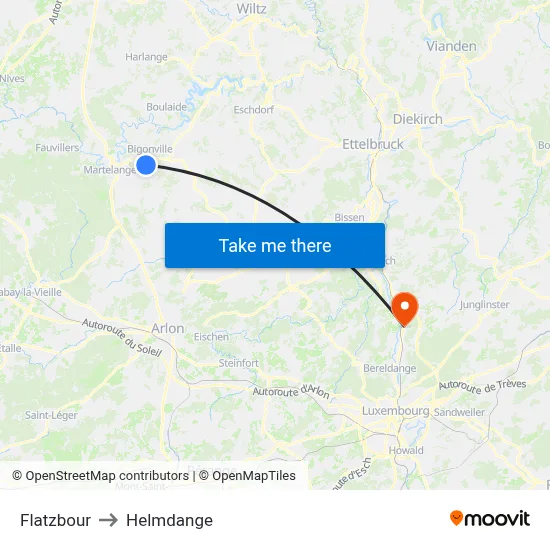 Flatzbour to Helmdange map
