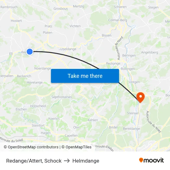 Redange/Attert, Schock to Helmdange map