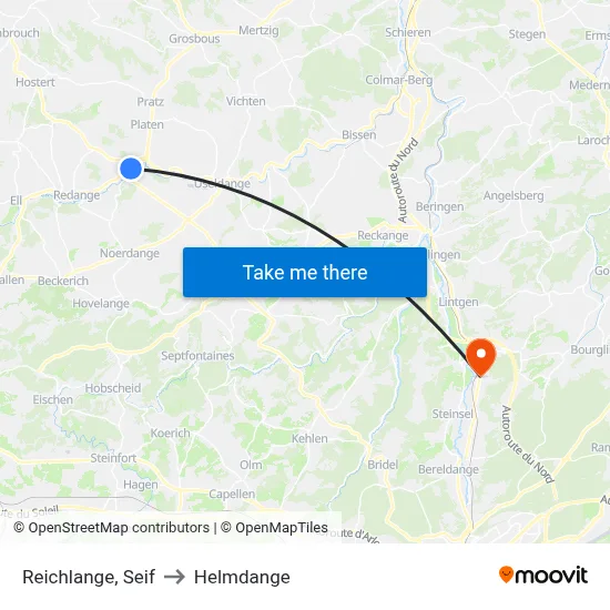 Reichlange, Seif to Helmdange map