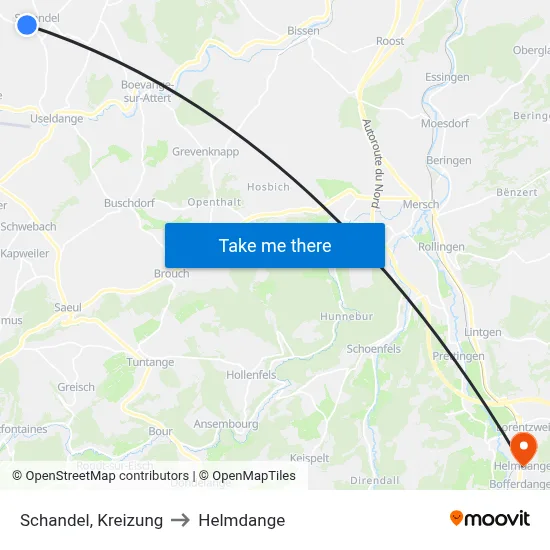 Schandel, Kreizung to Helmdange map