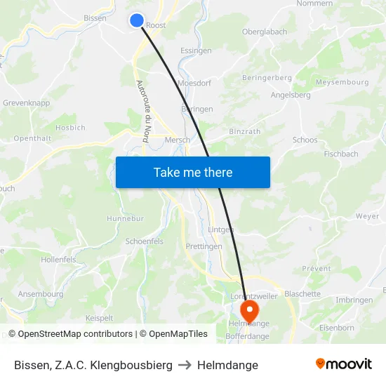 Bissen, Z.A.C. Klengbousbierg to Helmdange map