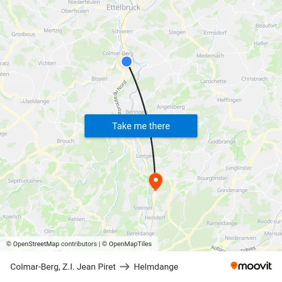 Colmar-Berg, Z.I. Jean Piret to Helmdange map