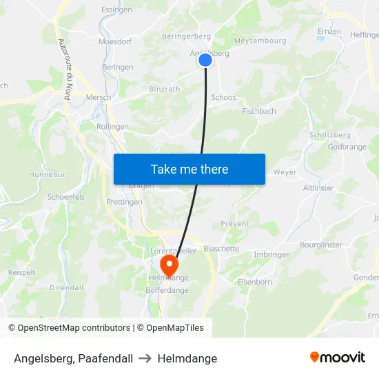 Angelsberg, Paafendall to Helmdange map