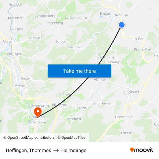 Heffingen, Thommes to Helmdange map