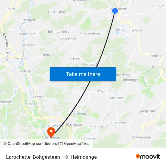 Larochette, Boltgesteen to Helmdange map
