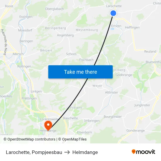 Larochette, Pompjeesbau to Helmdange map