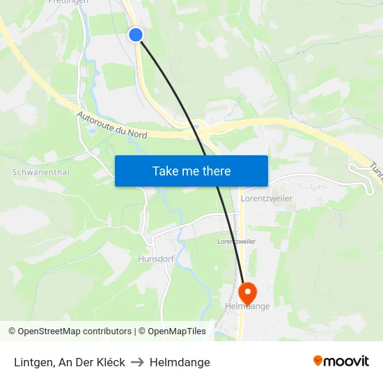 Lintgen, An Der Kléck to Helmdange map