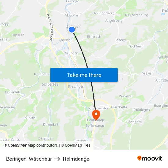 Beringen, Wäschbur to Helmdange map
