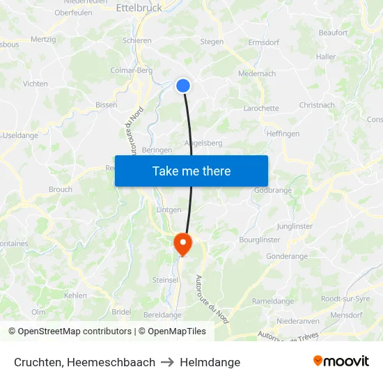 Cruchten, Heemeschbaach to Helmdange map