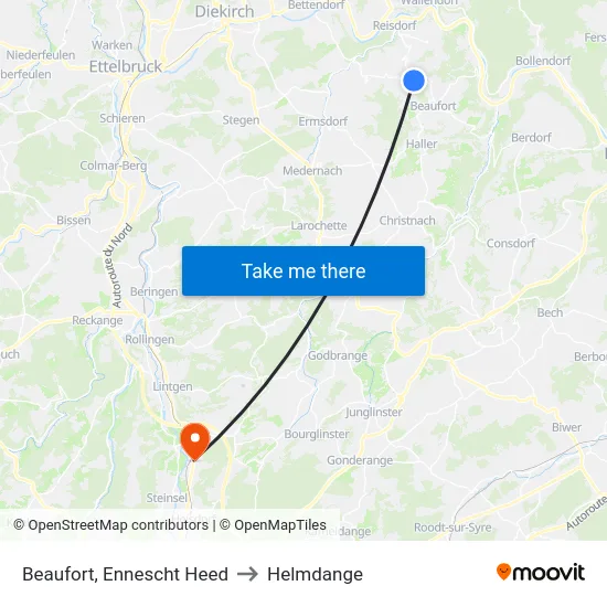 Beaufort, Ennescht Heed to Helmdange map