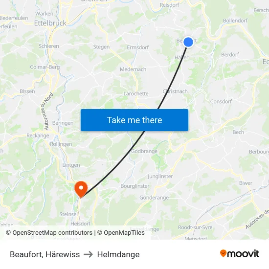 Beaufort, Härewiss to Helmdange map