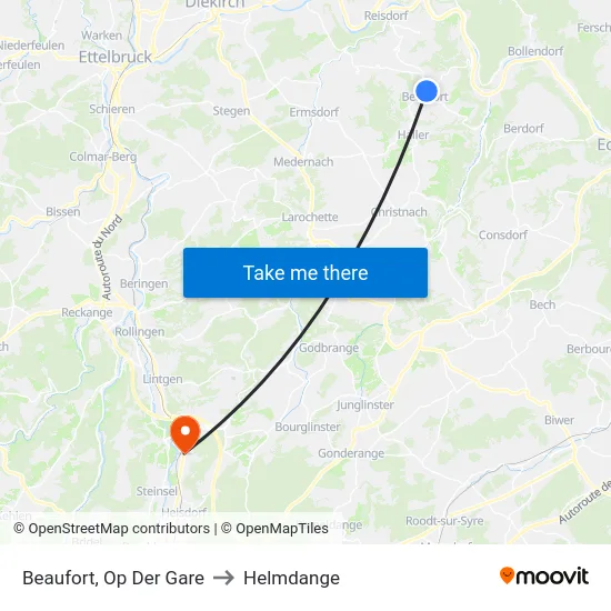 Beaufort, Op Der Gare to Helmdange map