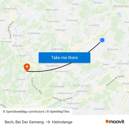 Bech, Bei Der Gemeng to Helmdange map