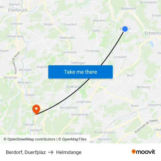 Berdorf, Duerfplaz to Helmdange map