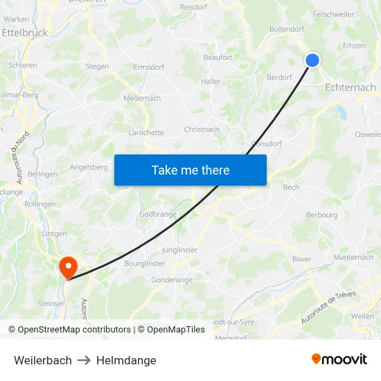 Weilerbach to Helmdange map