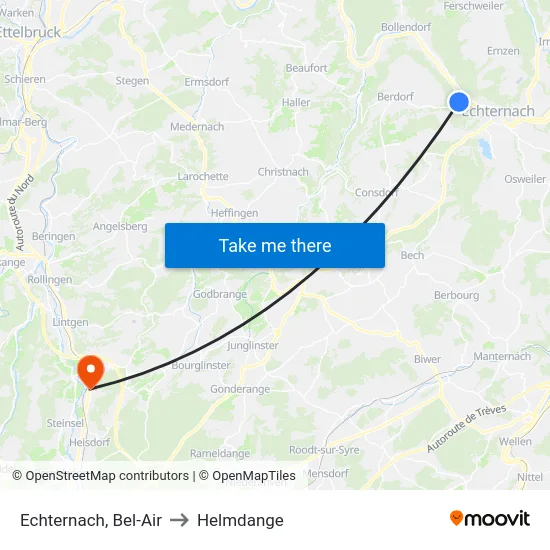 Echternach, Bel-Air to Helmdange map